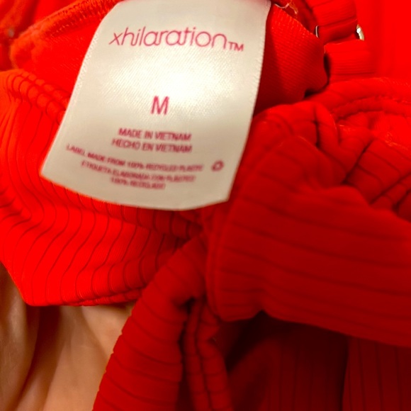 XHILIRATION | Women’s Red Orange Ribbed One Piece Swim Suit Size M - Picture 6 of 6